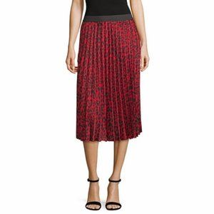 Worthington Pleated Animal Print Midi Skirt